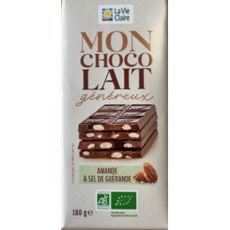 CHOCOLAT LAIT AMANDE SEL 180G