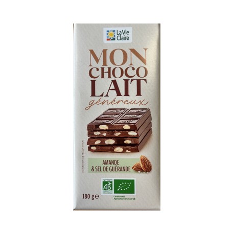 CHOCOLAT LAIT AMANDE SEL 180G CHOCOLAT LAIT AMANDE SEL 180G
